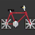 Red Pixel Art Bicycle Design With Detailed Pixelated Wheels And 3D Reflection 3d model