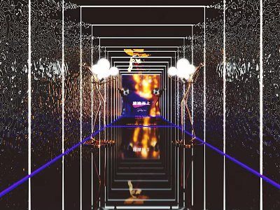 Modern KTV Corridor With Mirror Walls Stylish Lighting And Ambiance Design 3d model