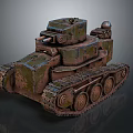 Military Tank With Camouflage Paint Weathered Appearance Armored Turret Gun Barrel And Metal Tracks