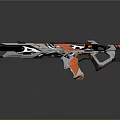 Futuristic Modern Weapon Gun With Vibrant Orange Blue White Sleek Design
