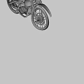 Red Motorcycle With Headlight Black Seat Silver Engine And Exhaust Pipe 3d model
