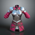 Game Movie Female Character Armor Featuring Silver Metal Pink Sleeves And Ornate Design