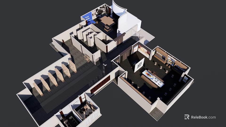 Modern Interior Layout With Multi Functional Zones And Furniture Arrangement Design 3d model 