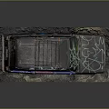 Vintage Car With Colorful Graffiti Artwork On Purple Blue Pink Body And Roof Rack