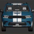 Blue Sporty SUV With White Stripes Sleek Exterior And Alloy Wheels