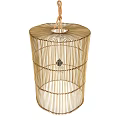Pair of Natural Bamboo Woven Chandeliers Cylindrical Design for Home Interior Decor