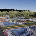 Park Landscape Design With Curved Paths Green Spaces And Water Features