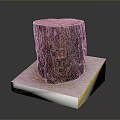 Wooden Stump Decorative Piece With Smooth Stone Base And Natural Grain Texture