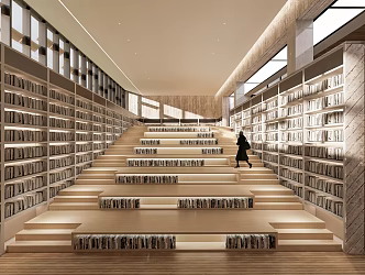 modern library rest space 3d model