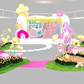 Floral Installation Decor With Colorful Flower Stage And Lawn Pathway Design