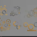 Stylish Wall Decor With Gold And Gray Gear Patterns For Modern Home Interiors