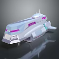 Futuristic Silver White Interstellar Spaceship With Purple Windows And Streamlined Design 3d model