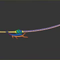 Blue And Gold Decorative Sword With Streamlined Design And Reflective Surface