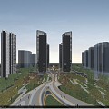 High-rise residential district landscape 3d model