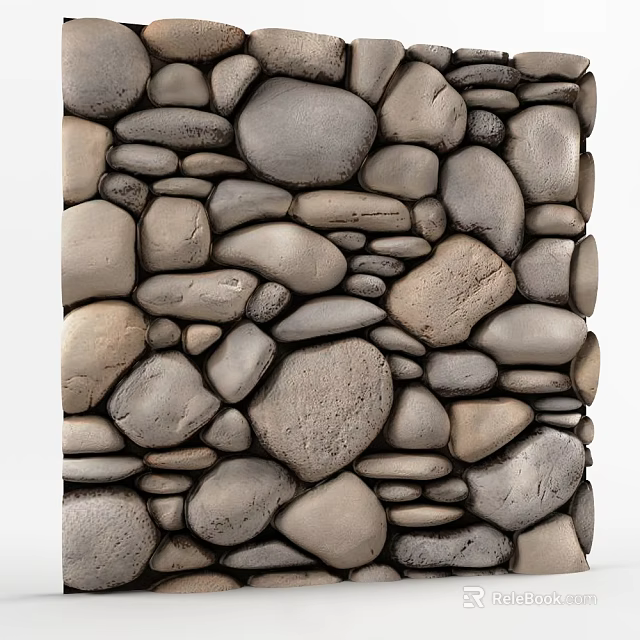 Natural Stone Wall Surface With Irregular Pebbles And Organic Texture Design 3d model