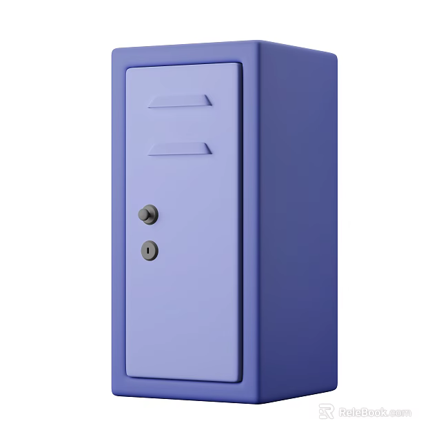 Purple Wardrobe With Two Knob Locks And Simple Modern Design 3d model 