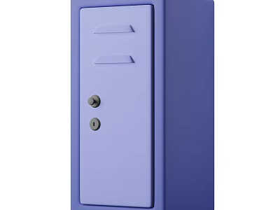 Purple Wardrobe With Two Knob Locks And Simple Modern Design 3d model