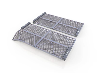 Sturdy Grey Metal Mesh Grid Equipment Two Pieces For Industrial Applications 3d model