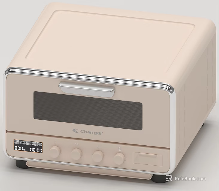 Changer Beige Mini Oven With Digital Display And Modern Design For Daily Use 3d model 