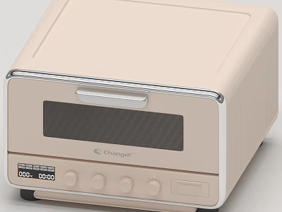 Changer Beige Mini Oven With Digital Display And Modern Design For Daily Use 3d model