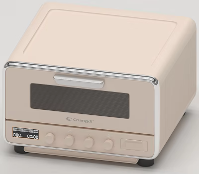 Changer Beige Mini Oven With Digital Display And Modern Design For Daily Use 3d model