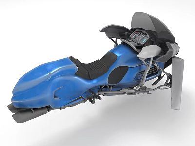 Futuristic Blue Motorcycle With Sleek Body Black Seat And Windshield Design 3d model
