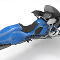 Futuristic Blue Motorcycle With Sleek Body Black Seat And Windshield Design