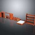 Traditional Wooden Furniture Set Including Wardrobe Bookshelf Bed And Drawer Cabinet