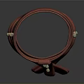 Red Leather Neckband Accessory With Metal Rivets And Cross Straps Design