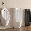 Modern Wall Mounted Urinals in White and Black Bathroom Interior Design