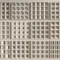 Decorative White Architectural Components With Assorted Geometric Lattice And Hollow Patterns 3d model