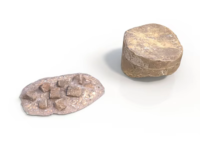 Unique Stone Sculpture Carving With Irregular Shape Small Cube Protrusions And Block Textured Surface 3d model