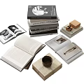 Open And Stacked Hardcover Books With Pages Illustrated Covers And Small Decorative Box