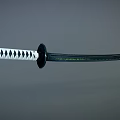 Traditional Japanese Katana Weapon With Black Scabbard And Diamond Pattern Hilt