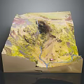 Scenic Natural Landscape Featuring Yellow Hillsides Blue River Waterfall and Valley