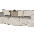 Beige Fabric Large Sofa with Soft Pillows and Simple Elegant Design 3d model