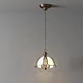 Vintage Stained Glass Chandelier With Brass Hanging Chain And Dome Shade Design