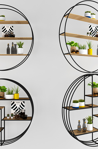 Nordic Wall Storage Rack Iron Decorative Rack 3d model