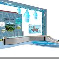 Rainwater Display Stand With Decorative Drops And Information Screen At Home Entrance