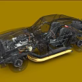 Transparent Car Internal Structure Detailed View With Engine Chassis And Seats