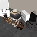 Various Styles of Women's Shoes with Handbags Hat and Clothing in Indoor