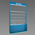 Blue BIOTHERM Display Shelf with Layered Shelves Neatly Holding Cosmetic Bottles