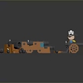 Pirate Themed Cannons With Orange And Gray Parts Wheels And Miniature Figure