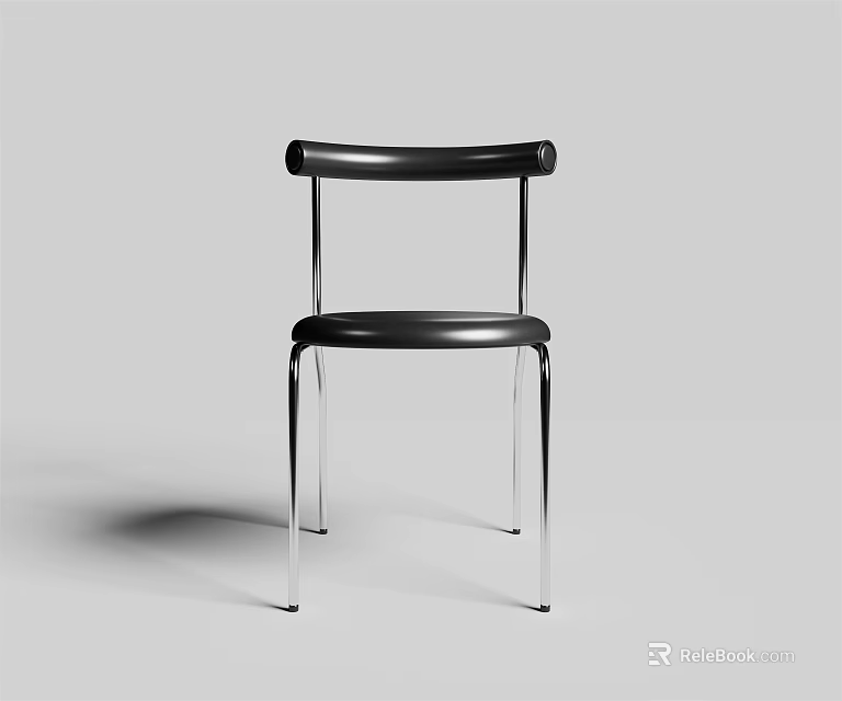 Sleek Modern Black Leather Leisure Chair With Comfortable Metal Legs Design 3d model 