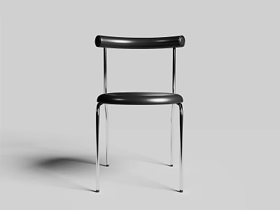 Sleek Modern Black Leather Leisure Chair With Comfortable Metal Legs Design 3d model