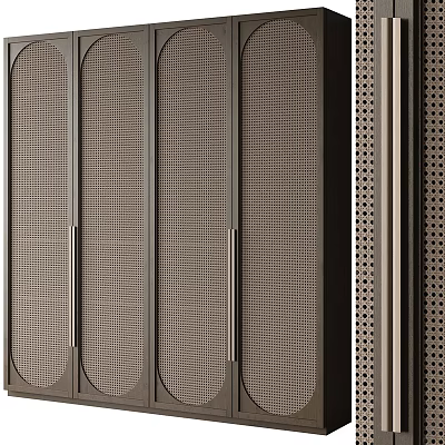 Modern Wardrobe With Mesh Panel Doors And Metal Frame Design For Storage 3d model