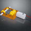 Mechanical Gear System With Wooden Frame Yellow Gray Gears White Motor And Wires