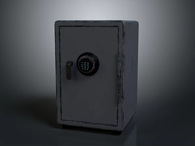 Vintage Household Safe With Dial Lock Metal Handle Worn Exterior For Home Security 3d model