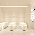 Modern Luxury Cream Tone Beauty Salon Reception Area With Cozy Seats And Elegant Lighting