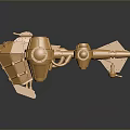 Golden Sci Fi Mechanical 3D Model With Intricate Details Metallic Finish And Multiple Cylindrical Components